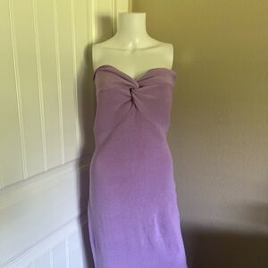 Purple Knit Strapless Maxi Dress